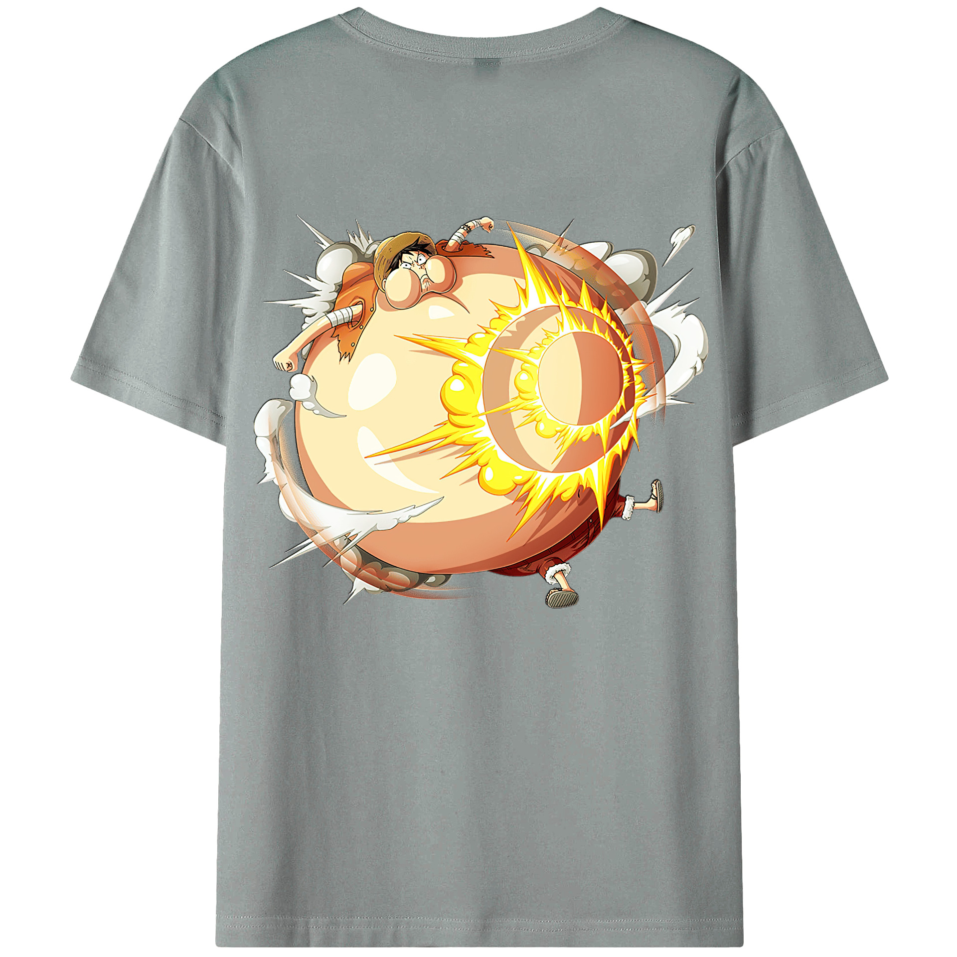 （画像用） ワンピース モンキー・D・ルフィ ONE PIECE Monkey D. Luffy 綿100％ メンズ半袖Tシャツ（バックプリント） 通気性